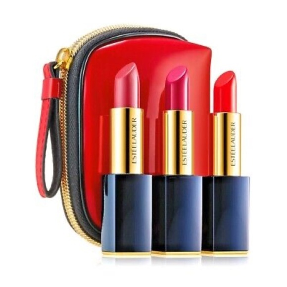 NEW❤️🔥Estee Lauder SET of 3 Lipsticks & Bag/Pouch - Picture 2 of 2